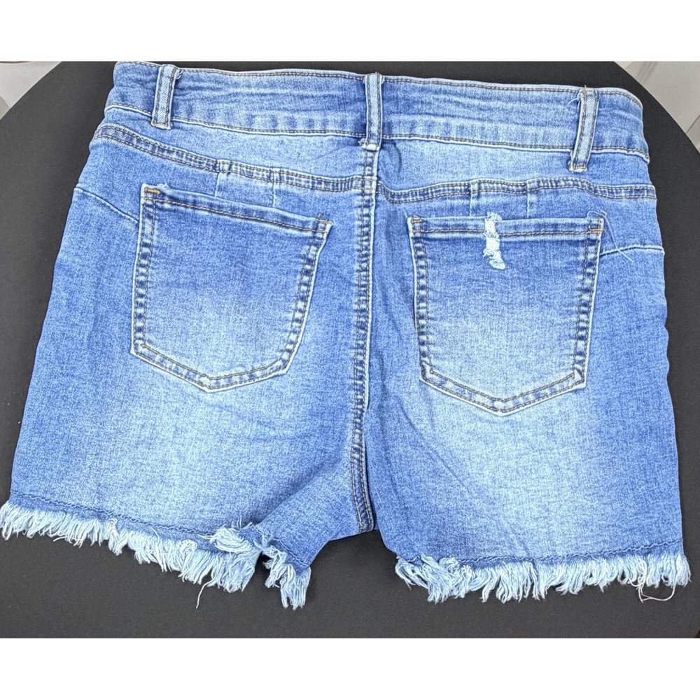 Fire & Rain Denim Distressed Jean Shorts Medium Wash Frayed Hem Size 7 Womens - Picture 2 of 5